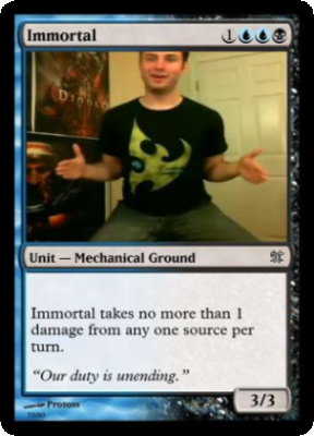 Day[9] MTG card in immortal pose